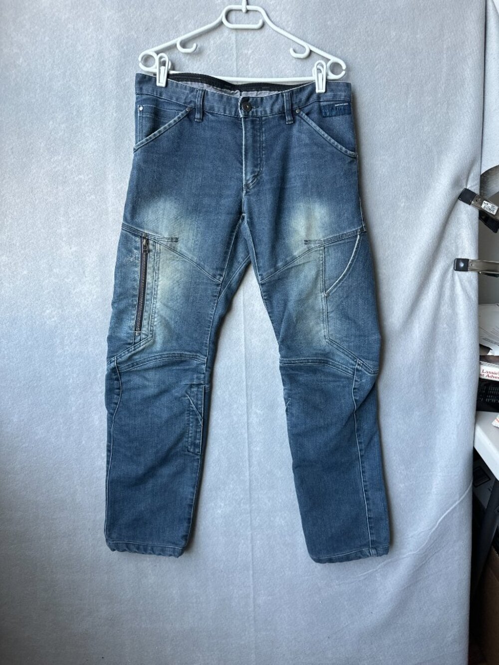 BMW Motorrad Mens Riding Jeans 34x32 Blue Motorcycle Cargo Pants
